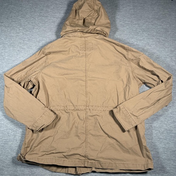Old Navy Jacket Mens XL Tan Hooded Utility Cotton Blend Zip Front Cargo Pockets - Picture 10 of 13